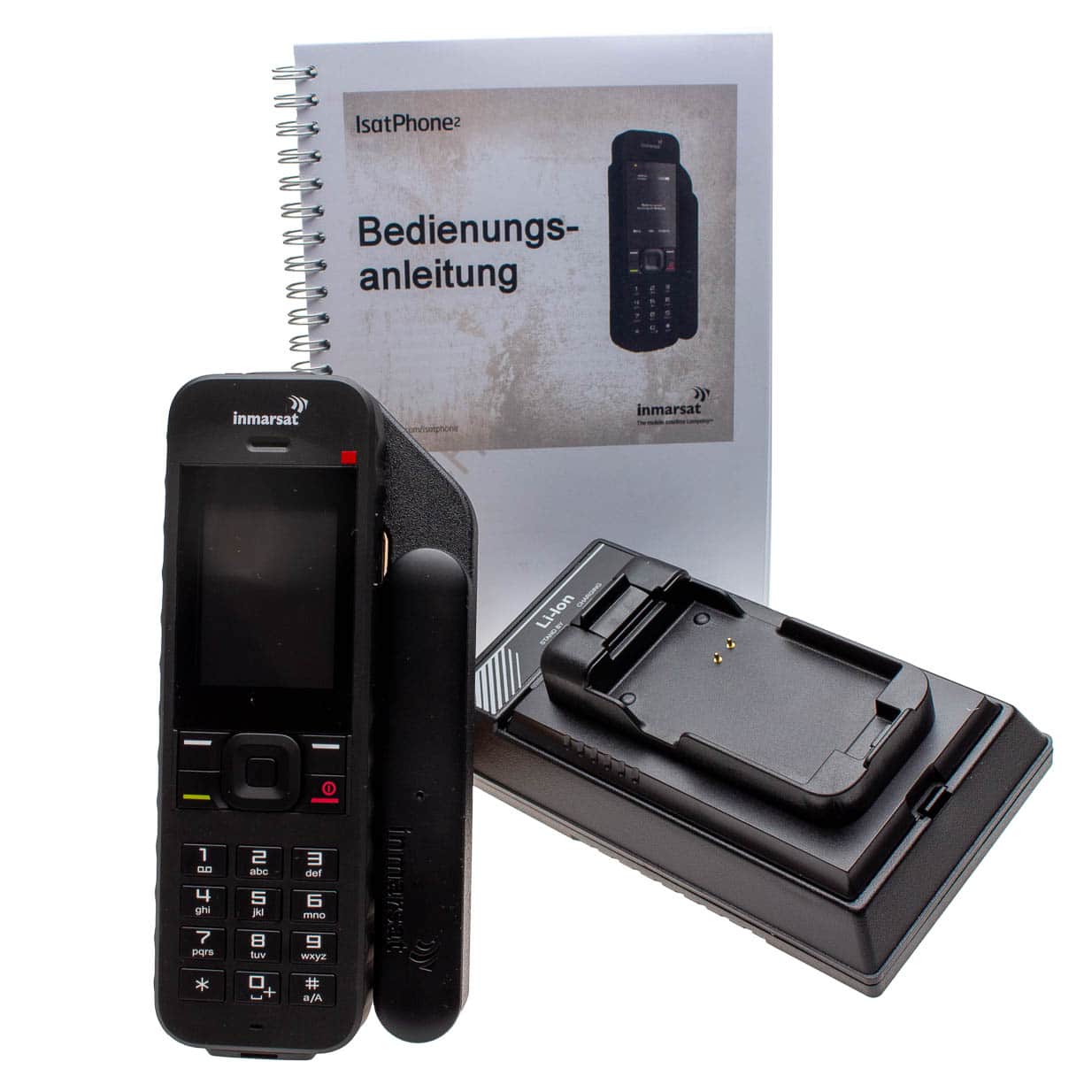 Inmarsat IsatPhone 2.1 + SIM + externes Batterieladegerät + deutsches Handbuch